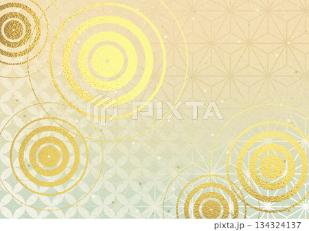 和柄 金色の波紋の模様 背景 イラスト 和柄 金色の波紋の模様 背景 イラスト 134324137