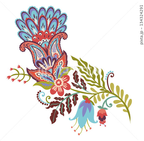 Large Folk Floral Decorative Composition 134324291