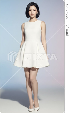 ドレスを着た若い女性モデル 134325285
