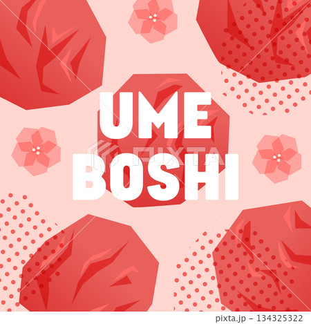 梅干しの抽象的なイラスト_スクエア 134325322