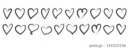 Hand drawn heart sketch icon set collection in flat style. Love doodle vector illustration on isolated background. Valentines day sign business concept. Hand drawn heart sketch icon set collection in flat style. Love doodle vector illustration on isolated background. Valentines day sign business concept. 134325536