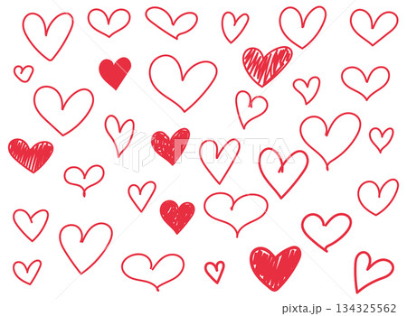 Hand drawn heart sketch icon set collection in flat style. Love doodle vector illustration on isolated background. Valentines day sign business concept. Hand drawn heart sketch icon set collection in flat style. Love doodle vector illustration on isolated background. Valentines day sign business concept. 134325562