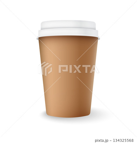 Coffee drink icon in flat style. Tea, cappuccino, latte vector illustration on isolated background. Paper cup sign business concept. 134325568