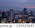大阪梅田の高層ビル群 トワイライトのアウトフォーカス夜景 大阪梅田の高層ビル群 トワイライトのアウトフォーカス夜景 134325645