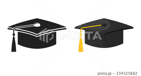 Graduation cap icon in flat style. Education hat vector illustration on isolated background. Graduate headwear sign business concept. Graduation cap icon in flat style. Education hat vector illustration on isolated background. Graduate headwear sign business concept. 134325682