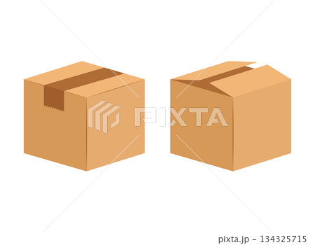 Cardboard box icon in flat style. Package vector illustration on isolated background. Carton container sign business concept. 134325715