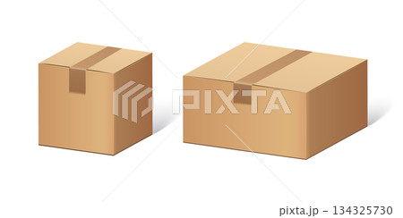 Cardboard box icon in flat style. Package vector illustration on isolated background. Carton container sign business concept. Cardboard box icon in flat style. Package vector illustration on isolated background. Carton container sign business concept. 134325730