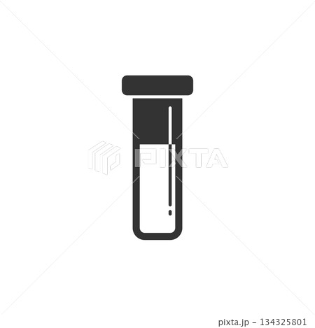 Blood in test tube icon in flat style. Laboratory flask vector illustration on isolated background. Liquid in beaker sign business concept. 134325801