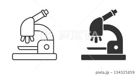Microscope icon in flat style. Laboratory magnifier vector illustration on isolated background. Biology instrument sign business concept. Microscope icon in flat style. Laboratory magnifier vector illustration on isolated background. Biology instrument sign business concept. 134325859