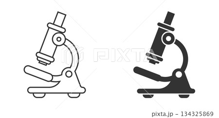 Microscope icon in flat style. Laboratory magnifier vector illustration on isolated background. Biology instrument sign business concept. Microscope icon in flat style. Laboratory magnifier vector illustration on isolated background. Biology instrument sign business concept. 134325869