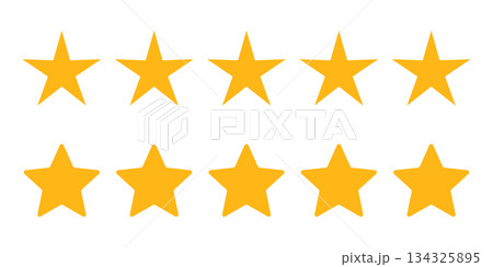 Five star rating icon in flat style. Customer product rating vector illustration on isolated background. Feedback sign business concept. 134325895