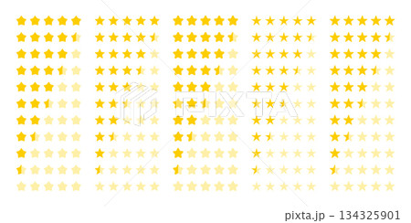 Five star rating icon set collection in flat style. Customer product rating vector illustration on isolated background. Feedback sign business concept. 134325901
