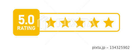Five star rating icon in flat style. Customer product rating vector illustration on isolated background. Feedback sign business concept. 134325902