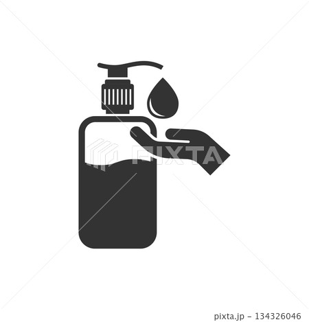 Hand sanitizer icon in flat style. Antiseptic bottle vector illustration on isolated background. Disinfect gel sign business concept. Hand sanitizer icon in flat style. Antiseptic bottle vector illustration on isolated background. Disinfect gel sign business concept. 134326046