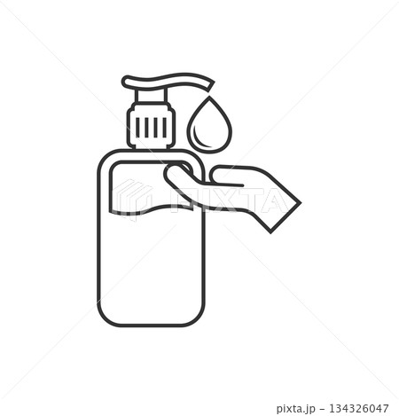 Hand sanitizer icon in flat style. Antiseptic bottle vector illustration on isolated background. Disinfect gel sign business concept. Hand sanitizer icon in flat style. Antiseptic bottle vector illustration on isolated background. Disinfect gel sign business concept. 134326047