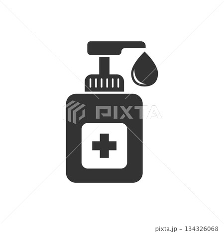Hand sanitizer icon in flat style. Antiseptic bottle vector illustration on isolated background. Disinfect gel sign business concept. Hand sanitizer icon in flat style. Antiseptic bottle vector illustration on isolated background. Disinfect gel sign business concept. 134326068