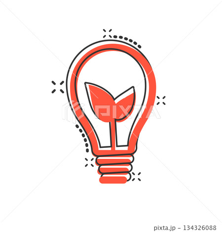 Light bulb icon in comic style. Lightbulb cartoon vector illustration on white isolated background. Energy lamp splash effect sign business concept. Light bulb icon in comic style. Lightbulb cartoon vector illustration on white isolated background. Energy lamp splash effect sign business concept. 134326088