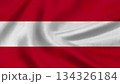 National flag of Austria (red-white-red) with fabric texture, close-up. 134326184