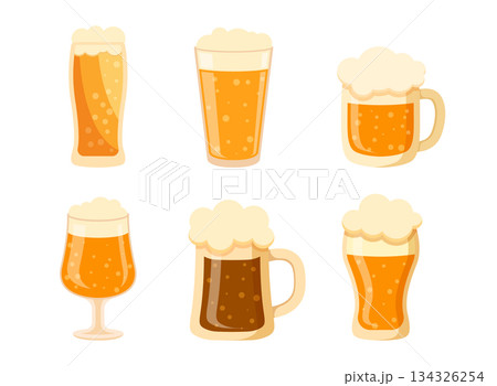 Beer glass icon set collection in flat style. Alcohol mug vector illustration on isolated background. Beverage drink sign business concept. Beer glass icon set collection in flat style. Alcohol mug vector illustration on isolated background. Beverage drink sign business concept. 134326254