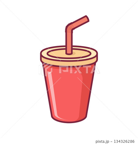 Drink with straw icon in flat style. Soda vector illustration on isolated background. Cocktail sign business concept. Drink with straw icon in flat style. Soda vector illustration on isolated background. Cocktail sign business concept. 134326286
