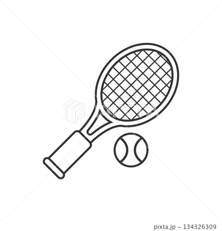 Tennis racket icon in flat style. Gaming racquet vector illustration on isolated background. Sport activity sign business concept. 134326309