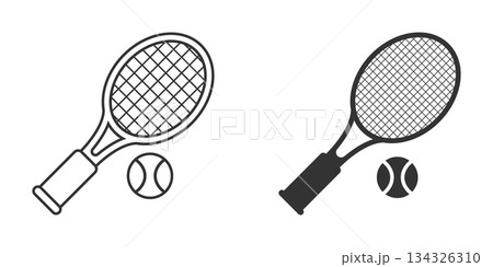 Tennis racket icon in flat style. Gaming racquet vector illustration on isolated background. Sport activity sign business concept. 134326310