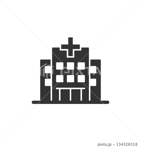 Hospital building icon in flat style. Medical clinic vector illustration on isolated background. Medicine sign business concept. Hospital building icon in flat style. Medical clinic vector illustration on isolated background. Medicine sign business concept. 134326318