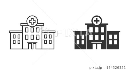 Hospital building icon in flat style. Medical clinic vector illustration on isolated background. Medicine sign business concept. Hospital building icon in flat style. Medical clinic vector illustration on isolated background. Medicine sign business concept. 134326321
