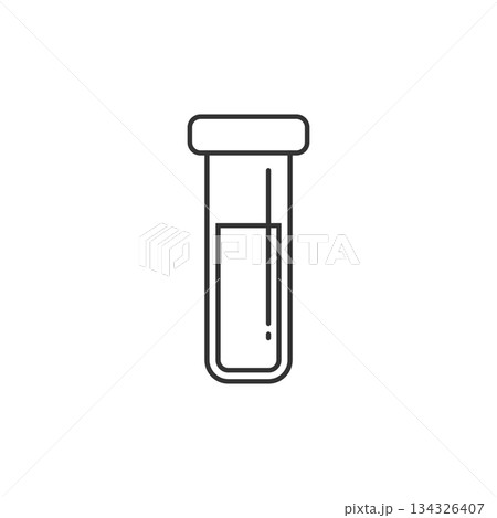Blood in test tube icon in flat style. Laboratory flask vector illustration on isolated background. Liquid in beaker sign business concept. 134326407