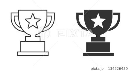 Trophy cup icon in flat style. Goblet prize vector illustration on isolated background. Award sign business concept. Trophy cup icon in flat style. Goblet prize vector illustration on isolated background. Award sign business concept. 134326420