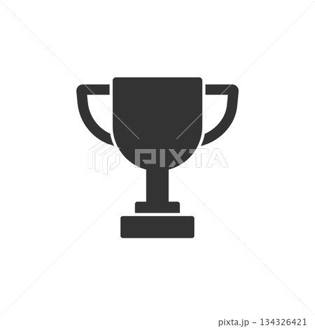 Trophy cup icon in flat style. Goblet prize vector illustration on isolated background. Award sign business concept. 134326421