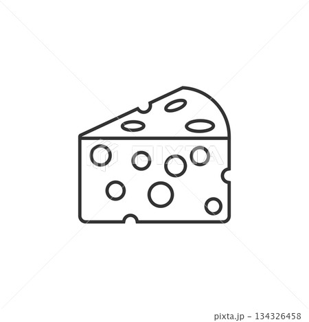 Cheese slice icon in flat style. Milk food vector illustration on isolated background. Breakfast sign business concept. 134326458