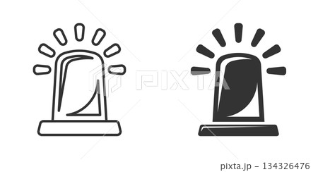 Emergency alarm icon in flat style. Alert lamp vector illustration on isolated background. Police urgency sign business concept. 134326476