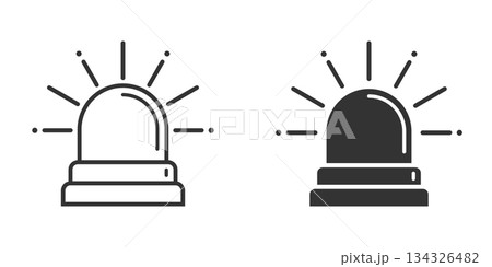Emergency alarm icon in flat style. Alert lamp vector illustration on isolated background. Police urgency sign business concept. Emergency alarm icon in flat style. Alert lamp vector illustration on isolated background. Police urgency sign business concept. 134326482