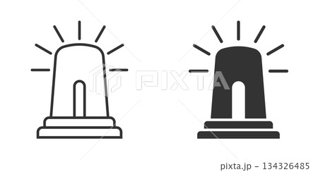 Emergency alarm icon in flat style. Alert lamp vector illustration on isolated background. Police urgency sign business concept. Emergency alarm icon in flat style. Alert lamp vector illustration on isolated background. Police urgency sign business concept. 134326485