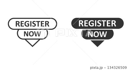 Register now icon in flat style. Registration vector illustration on isolated background. Member notification sign business concept. Register now icon in flat style. Registration vector illustration on isolated background. Member notification sign business concept. 134326509