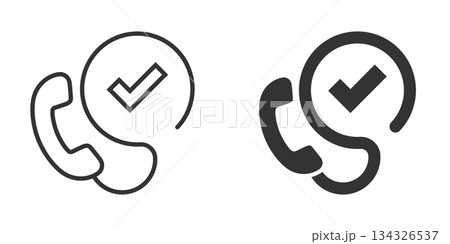 Phone check mark icon in flat style. Smartphone approval vector illustration on white isolated background. Confirm business concept. 134326537