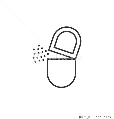 Vitamin pill note icon in flat style. Capsule vector illustration on white isolated background. Antibiotic sign business concept. 134326575