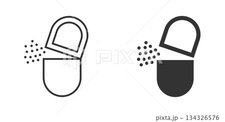 Vitamin pill note icon in flat style. Capsule vector illustration on white isolated background. Antibiotic sign business concept. 134326576