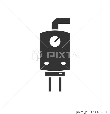 Gas boiler icon in flat style. Heater vector illustration on isolated background. Boiling sign business concept. Gas boiler icon in flat style. Heater vector illustration on isolated background. Boiling sign business concept. 134326584