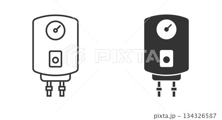 Gas boiler icon in flat style. Heater vector illustration on isolated background. Boiling sign business concept. Gas boiler icon in flat style. Heater vector illustration on isolated background. Boiling sign business concept. 134326587