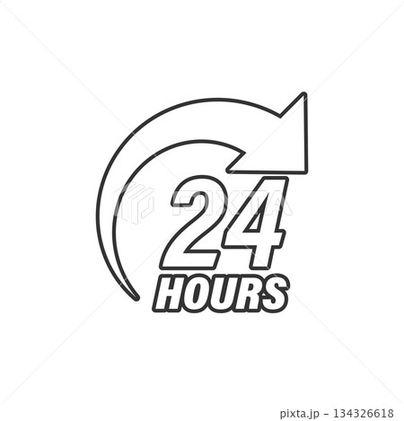 24 hours service icon in flat style. All day business and service vector illustration on isolated background. Quick service time sign business concept. 134326618