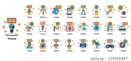 A collection of finance related icons 134326947