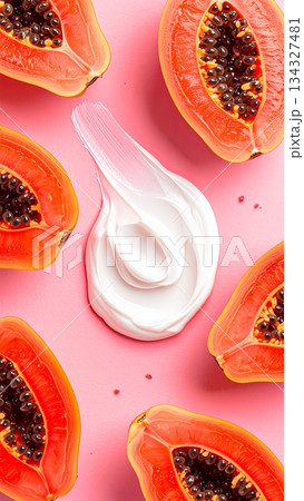 Papaya Cream Texture with Papaya Ingredients 134327481