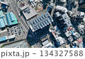 現代都市と道路の真俯瞰ドローン空撮 134327588