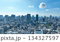 現代都市と青空のドローン空撮 134327597