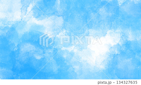 青色の水彩で描かれた背景イラスト  134327635