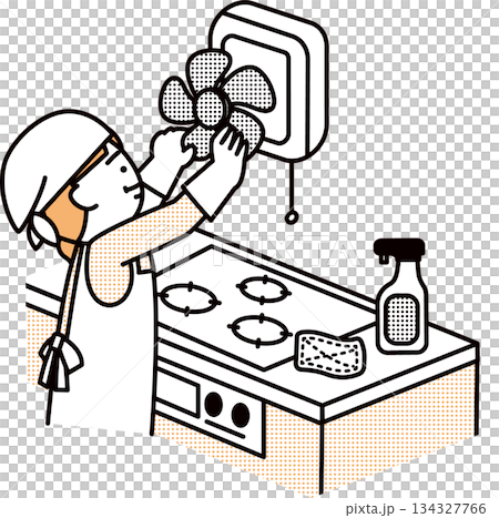 A woman cleaning a ventilator 134327766