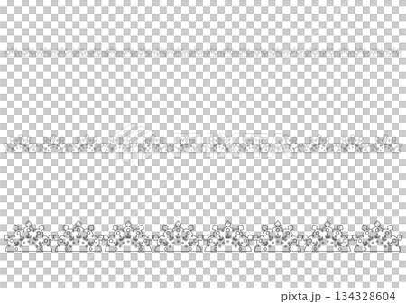 プリンセスと冬のテーマに使える装飾的なボーダー・王冠と雪の結晶・エレガントなティアラ風の罫線セット 134328604