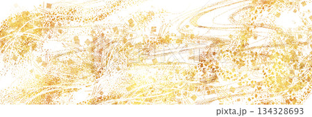 お正月風金色のブラシストロークが輝く横長背景 134328693